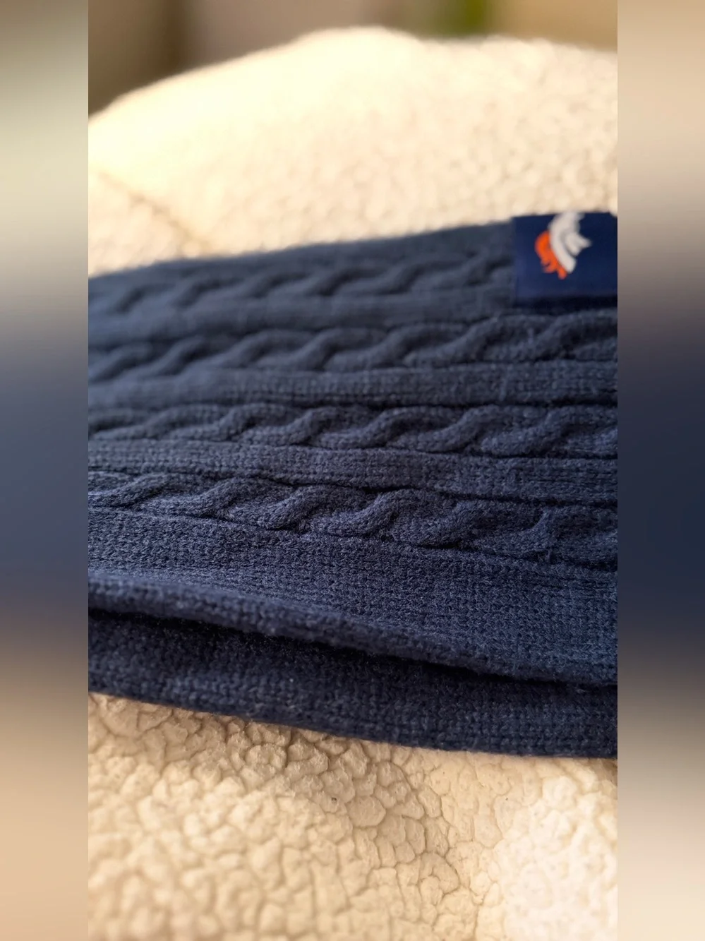 Denver Broncos Navy Cable Knit Scarf